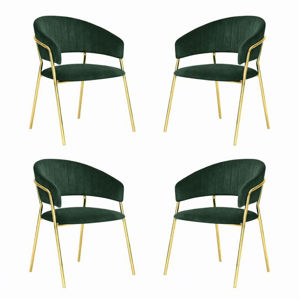 Sedie da sala da pranzo set da 4 aurelia con schienale in velluto verde.